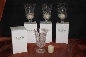 lot 88 image: Super Set of Block Crystal Hurricanes with Candles