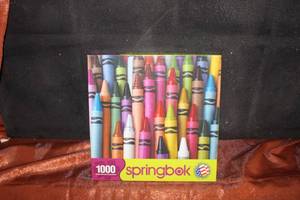 lot 122 image: Springbok 1000 piece Jigsaw Puzzle 24x30 Sticks Of Color Pile of Crayon