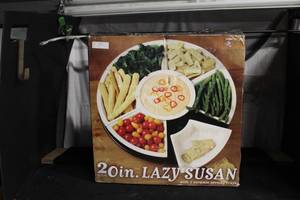 lot 64 image: 20 Lazy Susan with 7 Ceramic Serving Trays