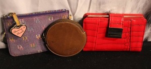 lot 61 image: Vintage Coach Coin Purse, Dooney & Bourke Coin PurseWristlet, Stella & Max Wallet