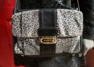 lot 18 image: B Makowsky Black Leather Suede Animal Print Crossbody Purse NWOT
