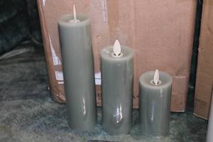 lot 169 image: 2 Sets of Luminara Slim Wax Pillar Candles wRemotes
