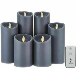 lot 171 image: Luminara 6-Piece Assorted Pillar Decorator Set wRemote, Charcoal