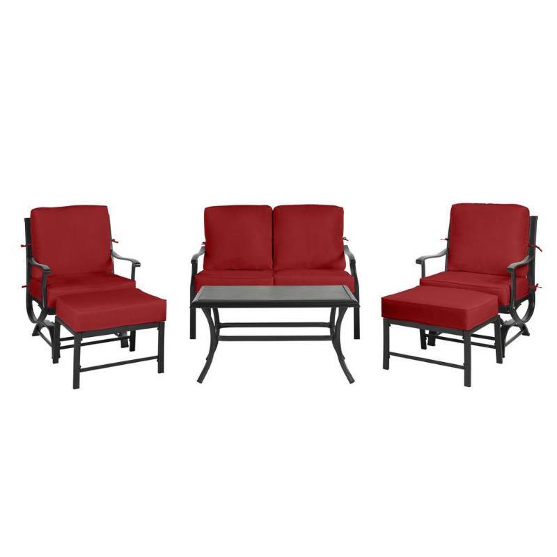 Hampton Bay Redwood Valley Black 6 Piece Steel Outdoor Patio Deep Seating Set H133 01193800 Missing Cushion Covers And Hardware Mn Home Outlet Burnsville 148 Friday And Saturday Pick Up Only