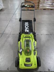 lot 6 image: Ryobi 20 in. 40-Volt Brushless Lithium-Ion Cordless Battery Walk Behind Push Lawn Mower RY401110-Y