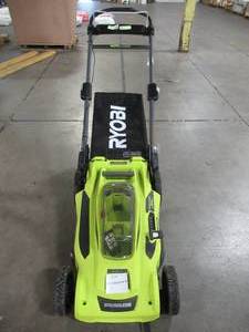 lot 11 image: Ryobi 20 in. 40-Volt Brushless Lithium-Ion Cordless Battery Walk Behind Push Lawn Mower RY401110-Y