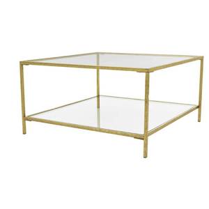 lot 114 image: Home Decorators Collection Bella Square Gold Leaf Metal and Glass Coffee Table (34 in. W x 18 in. H) V183100XXA-W5P