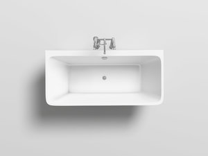 lot 119 image: Mach Bath Iseo Modern Rectangular Shaped Acrylic Freestanding Bathtub with Center Drain and Interior Overflow Drain - NEW
