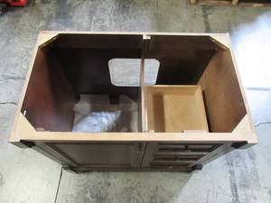 lot 126 image: Home Decorators Collection Creedmoor 36 in. W Bath Vanity Cabinet Only in Walnut with Right Hand Drawers CDNV3621R