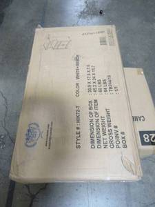 lot 129 image: Hodedah White Microwave Cart with Storage HIK72 WHITE