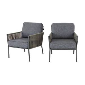 lot 217 image: Hampton Bay Tolston Wicker Outdoor Patio Stationary Lounge Chairs with Charcoal Cushions (2-Pack), LG19189-2PC.