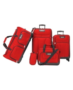 lot 701 image: American Explorer Drake 5-Pc. Premium Softside Luggage Set in Red.