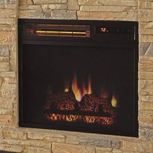 lot 239 image: Home Decorators Collection Highland 40 in. Faux Stone Mantel Electric Fireplace in Tan 102907