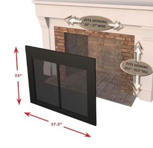 lot 241 image: Pleasant Hearth Alpine Black Medium Cabinet-Style Fireplace Doors with Clear Tempered Glass AN-1011