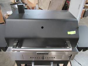 lot 402 image: KitchenAid Cart-Style Charcoal Grill in Black with Foldable Side Shelves 810-0021