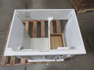 lot 413 image: Home Decorators Collection Naples 24 in. W Bath Vanity Cabinet Only in White with Right Hand Drawers NAWA2418D