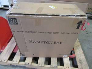 lot 418 image: Hampton Bay Commercial Grade Aluminum Oversized Outdoor Dining Chair in Sunbrella Elevation Stone (2 pack) FCA60401BM-2PK