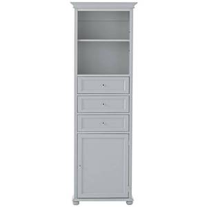 lot 303 image: Home Decorators Collection Hampton Harbor 22 in. W x 10 in. D x 67-12 in. H Linen Storage Cabinet in Dove Grey - Some Slight DingsScratches.