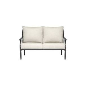 lot 306 image: Garden Treasures Elliot Creek 2-Piece Patio Conversation Set with Gray Cushions 790.130.008 - BROKEN TABLE TOP