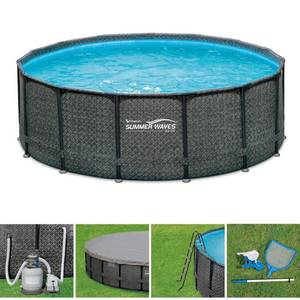 lot 337 image: Summer Waves Elite 15 ft. Round 48 in. Deep Elite Metal Frame Pool
