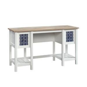 lot 341 image: Sauder 54 in. Rectangular Soft White 2 Drawer Writing Desk with Built-In Storage, 424152