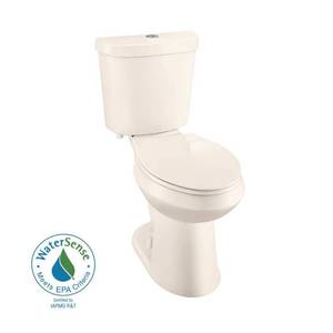 lot 501 image: Glacier Bay 2-piece 1.1 GPF1.6 GPF High Efficiency Dual Flush Elongated Toilet in Bone, N2316-BNE