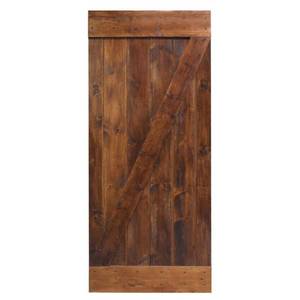 lot 600 image: Calhome 24 in. x 84 in. Knotty Pine Wood Interior Sliding Barn Door Slab - Assembly required.