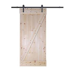 lot 602 image: Calhome 30 in. x 84 in. Z-Bar Unfinished Wood Sliding DIY Barn Door with Sliding Door Hardware Kit.
