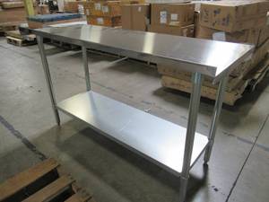 lot 311 image: Gridmann Stainless Steel Commercial Kitchen Prep & Work Table w Backsplash - 60 in. x 24 in., WT-2448GB