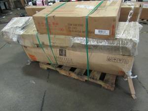 lot 350 image: WHOLESALE MIXED PALLET OF MISCELLANEOUS BEDROOM AND LIVING ROOM FURNITURE AND MORE