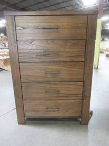 lot 357 image: 5 Drawer Dresser in Walnut Stain, Measures Approximately 34 x 16 12 x 48 Tall - Broken Back RH Leg.