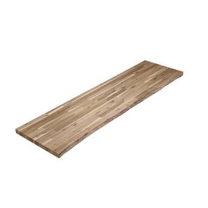 lot 608 image: Interbuild 8 ft. L x 2 ft. 1.5 in. D x 1.5 in. T Butcher Block Countertop in Unfinished Acacia with Live Edge, 669216