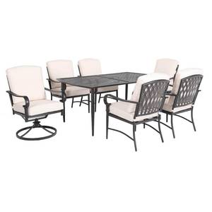 lot 520 image: Oak Cliff Stationary Metal Patio Dining Chairs - Chairs Only. Does not include Slip Covers.
