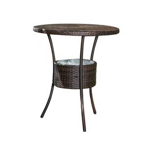 lot 524 image: Noble House Oyster Bay Multi-brown Wicker Outdoor Accent Table With Ice Pail, 2748