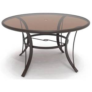 lot 526 image: Hampton Bay Riverbrook Espresso Brown Round Aluminum Glass Top Outdoor Dining Table, RVB-020-TBL