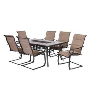 lot 531 image: Hampton Bay Crestridge 7-Piece Steel Padded Sling Outdoor Patio Dining Set in Putty Taupe, FCS60610R-ST