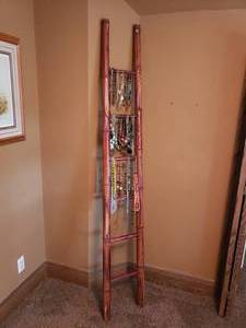 lot 59 image: Tall Rattan Bamboo Display Ladder (a)