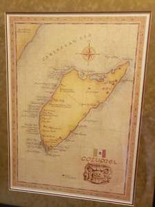 lot 151 image: Framed Geographic Print Framed Cozumel Map