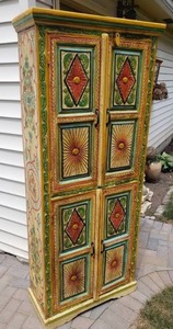 lot 1 image: Gorgeous Carved and Painted Cabinet