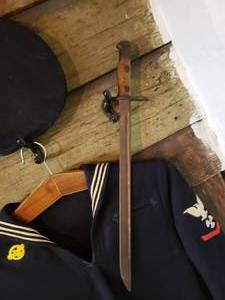 lot 211 image: Vintage Navy Uniform and Bayonet