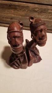 lot 223 image: African Women Wood Carved Bookends