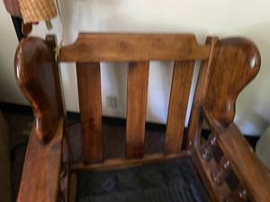 Vintage Orange and Brown Chair & Ottoman