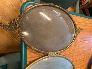3 Vintage Oval Picture Frames with curved Glass
