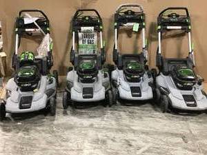 LOT WITH ASSORTED EGO ELECTRIC MOWERS CUSTOMER RETURNS SEE PICS
