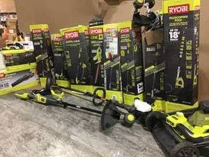 PALLET WITH ASSORTED RYOBI TOOLS CUSTOMER RETURNS SEE PICS