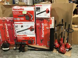 PALLET WITH HOMELITE OUTDOOR TOOLS CUSTOMER RETURNS SEE PICS