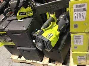 PALLET WITH RYOBI OUTDOOR TOOLS CUSTOMER RETURNS SEE PICS