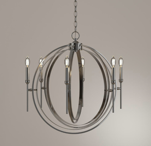 lot 4 image: WORLD IMPORTS Rondure 6-Light Polished Nickel Chandelier