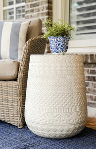 lot 3 image: LEISURE MADE Montgomery Round Concrete Stone Outdoor Accent Table