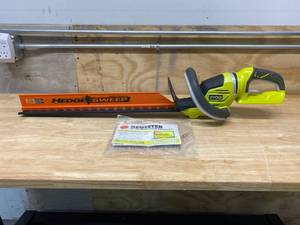 lot 31 image: RYOBI 24 in. 40-Volt Lithium-Ion Cordless Battery Hedge Trimmer (Tool Only)